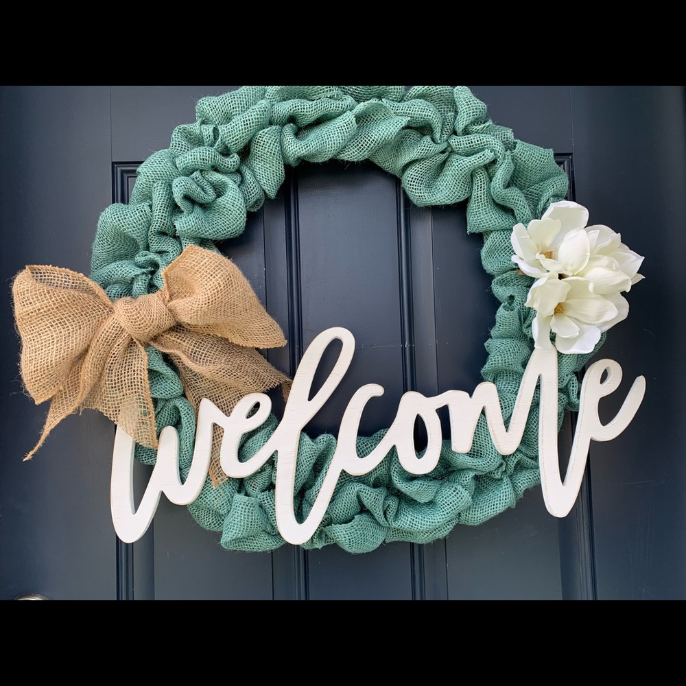 Welcome Burlap Wreath